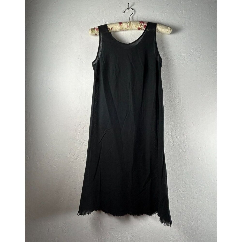 Lilith Womens Shift Dress Scoop Neck Sleeveless Black Lined Size 2 Raw Hem
